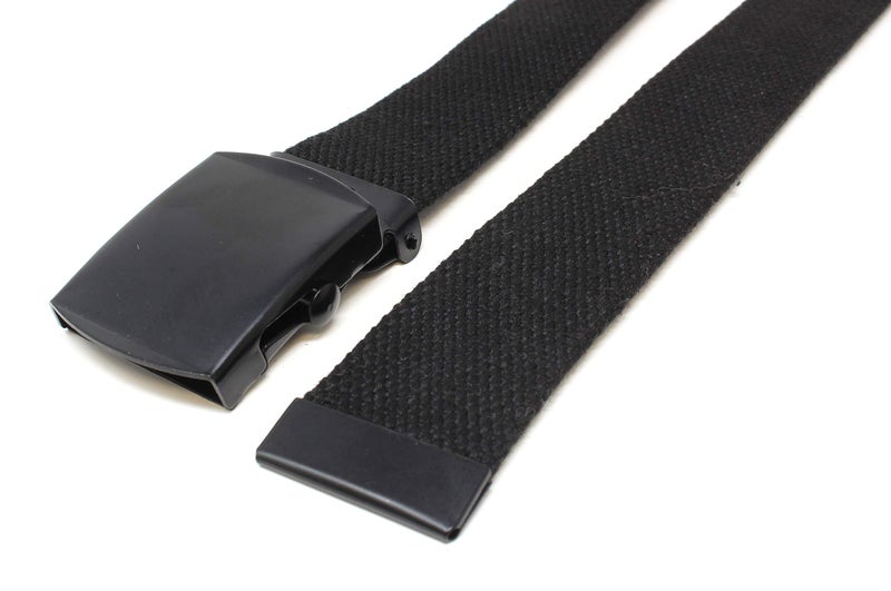 BC Belts Canvas Web Belt Military Style with Black Buckle and Tip 56" Long Many Colors (Black) - Image 4